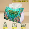 (24cm)Diamond Art Tissue Box Cover DIY PU Desktop Organizer Large(Turtle)