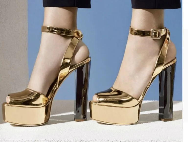 Women's Plus Size Peep Toe Platform High Chunky Heel Strap Sandals Novameme