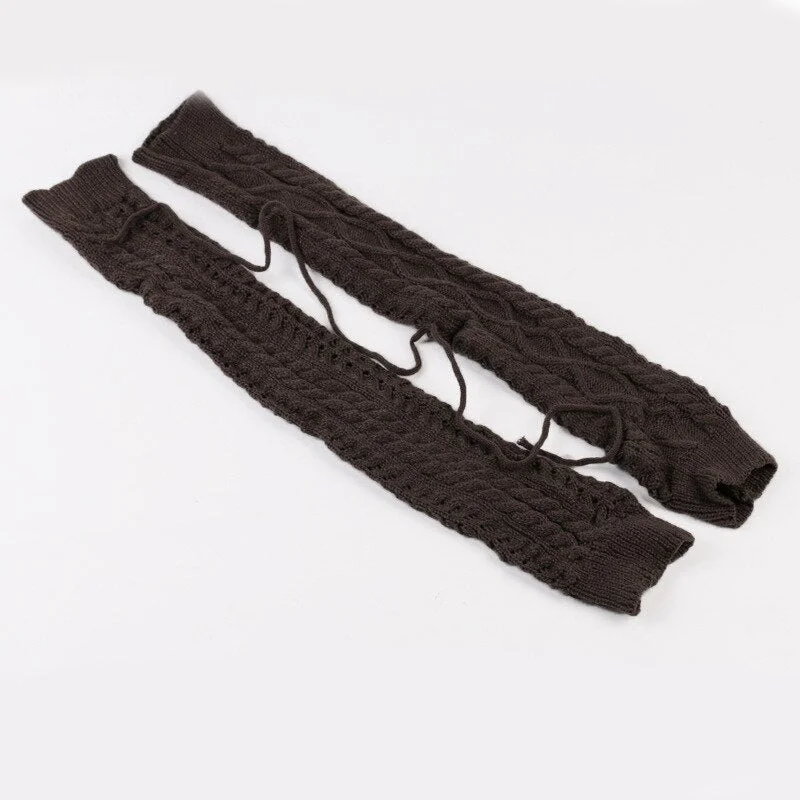 Leg Warmers Women Solid Thigh-high Over Knee Long Drawstring Breathable Lacing Womens Legs Warmer All-match Trendy Chic Warm New