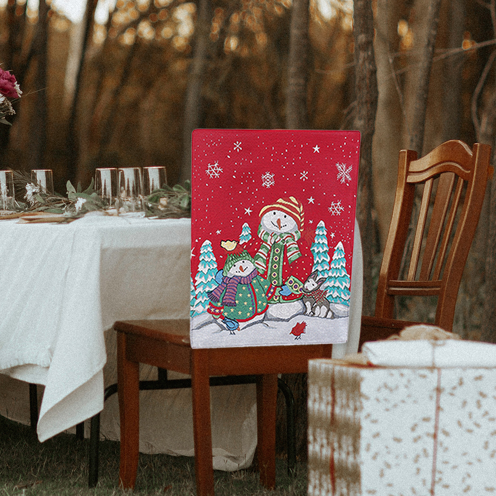 

Christmas Chair Cover Festival Santa Claus Snowman Stool Cover Home Decor, 501 Original