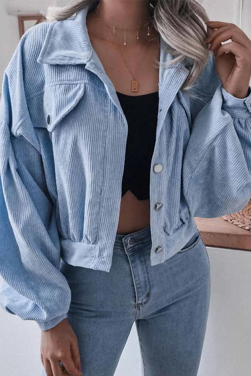 Corduroy Long Sleeve Coat Tops(3 Colors)