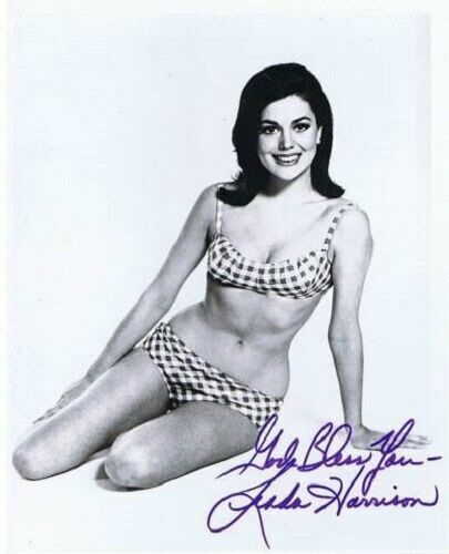 LINDA HARRISON , ACTRESS AUTOGRAPHED 8X10 BIKINI Photo Poster painting WITH COA