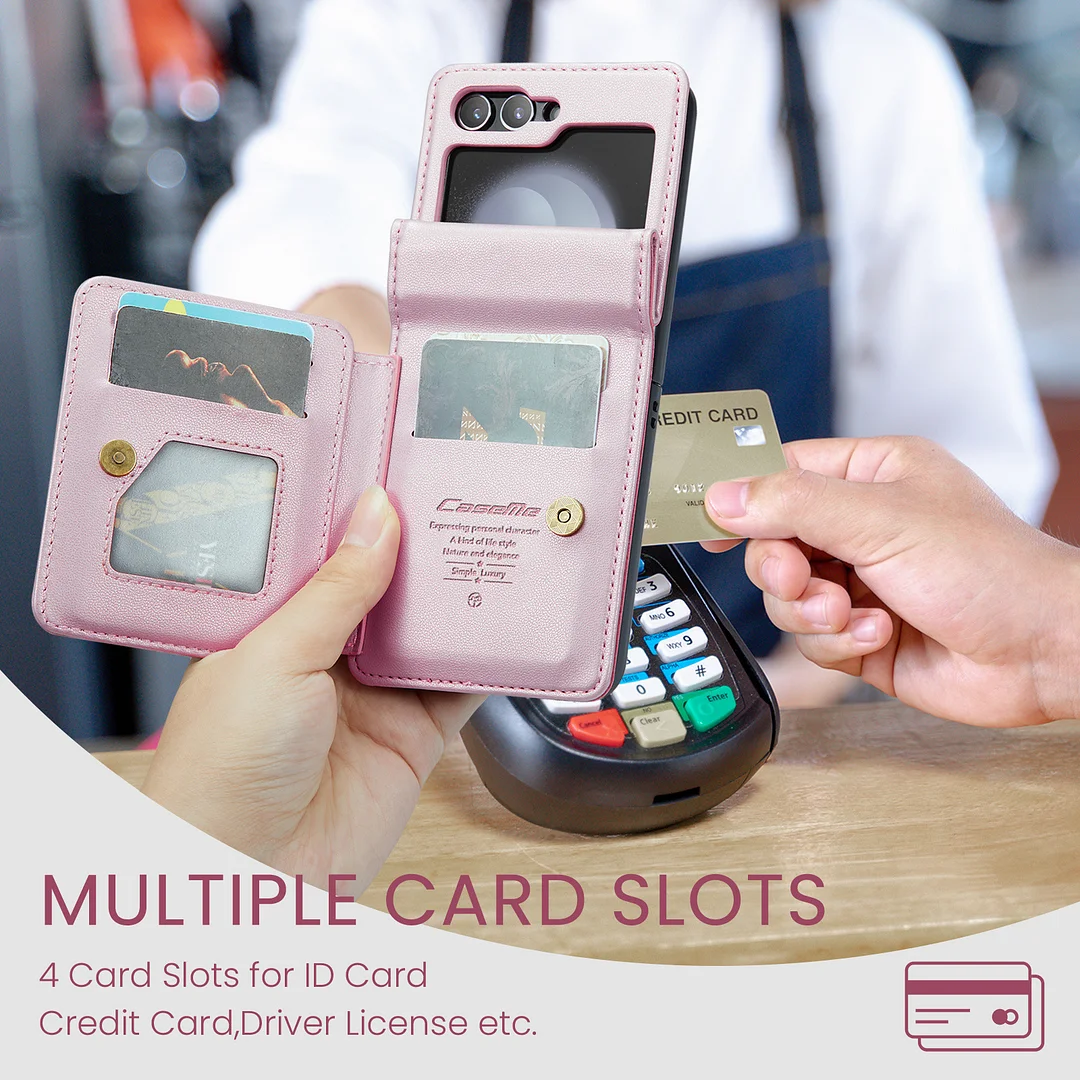 Suitable for Samsung Z Flip series mobile phone case multi-function anti-theft card slot leather case integrated anti-fall protective cover