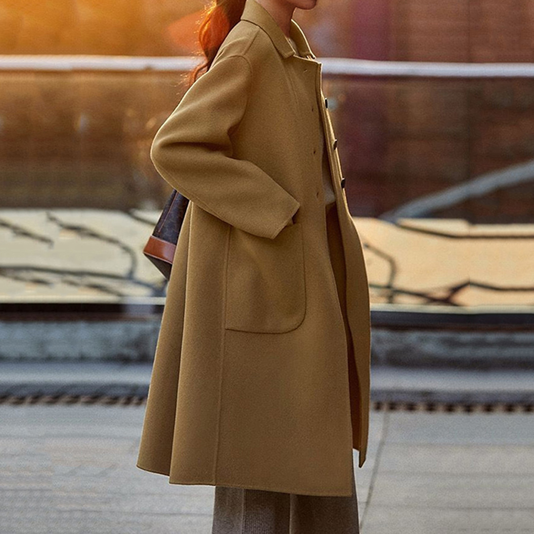 Fashionable Simple Lapel Long Sleeve Coat wearshes