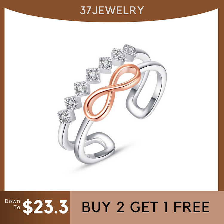 For Granddaughter - S925 Grandma and Granddaughter Forever Linked Together Infinity Double Layer Ring