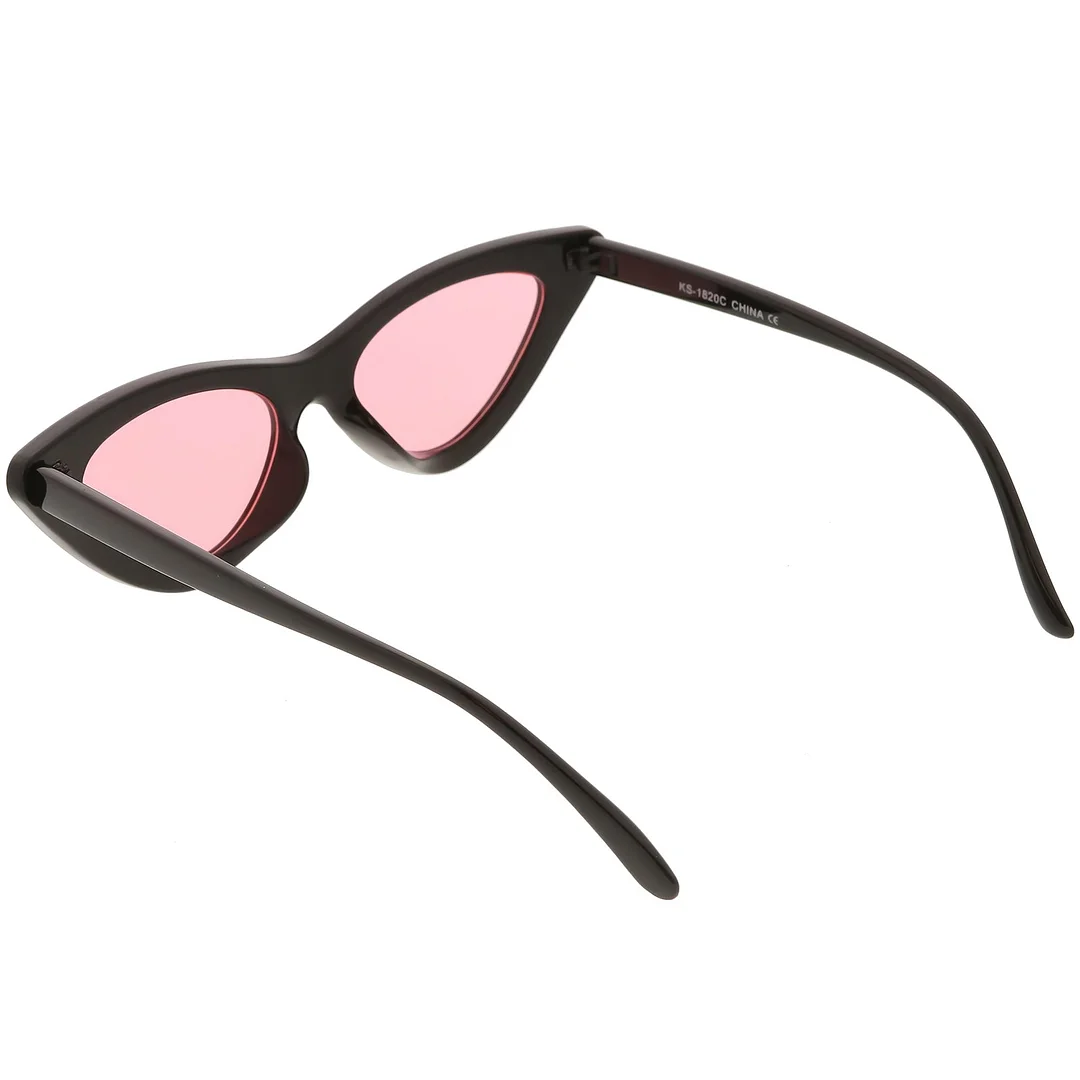 Womens Exaggerated Slim Black Frame Cat Eye glasses Color Tinted Lens 48mm