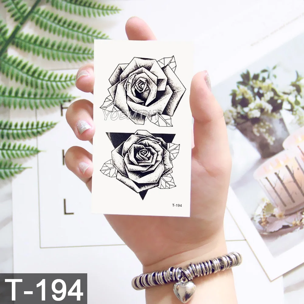 Waterproof Temporary Tattoo Sticker Rose Flower Bow Colorful Feather Planet Flash Little Tatoo Girl Cute Body Art Fake Tatto Man