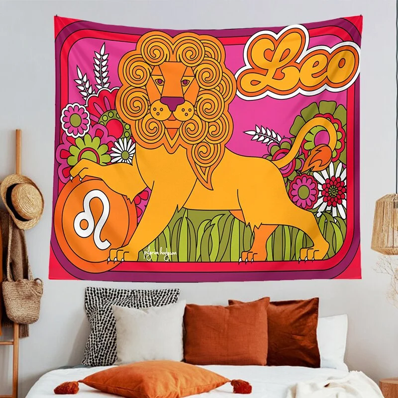 Tarot Astrology Tapestry Wall Hanging Constellation Hippie Decor Trippy Divination Beach Mat Sun Moon Wall Decor Boho INS Print