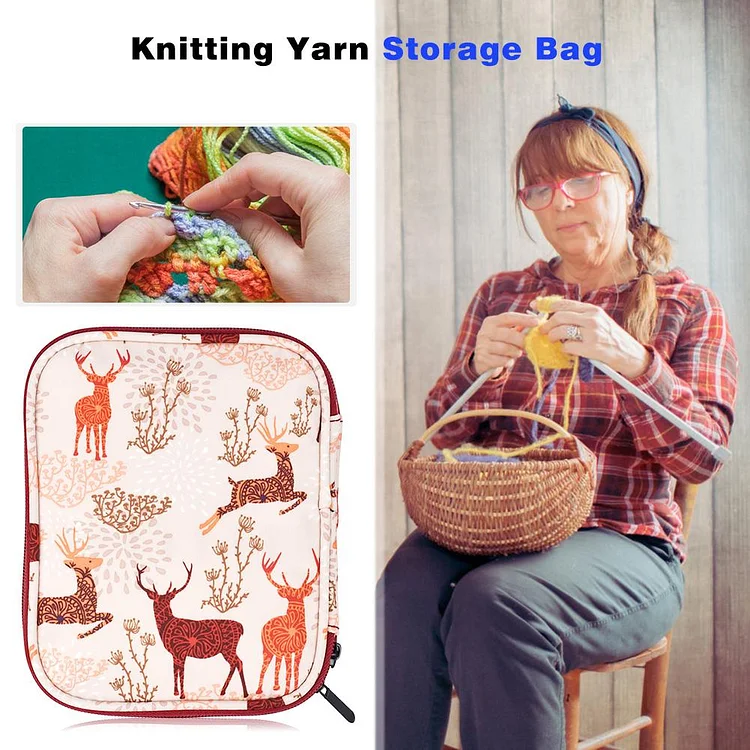 Knitting Yarn Storage Bag Crochet Hooks Thread Case Sewing Kit Organizer