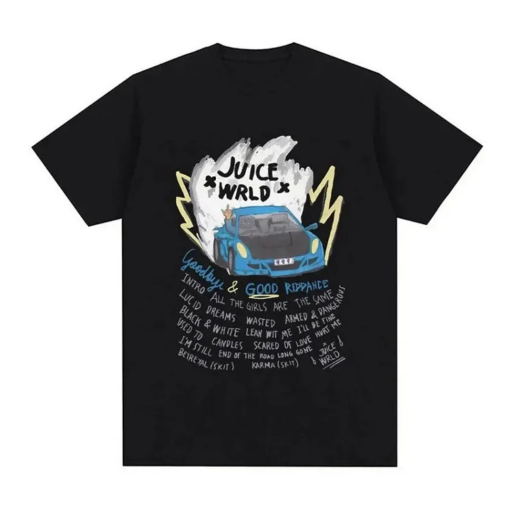 Rapper Juice Wrld Graphic T-Shirt Hip Hop Short Sleeve at Hiphopee