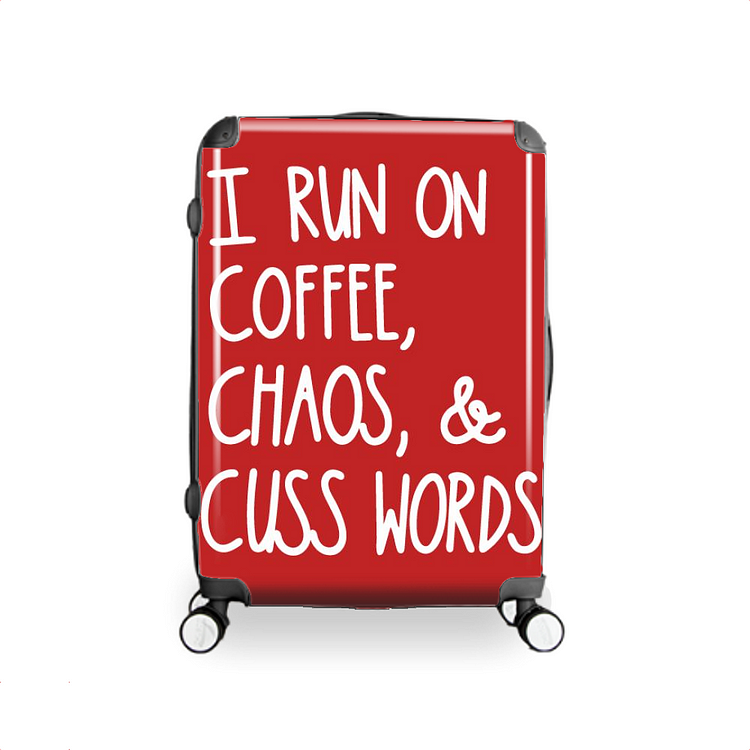 I Run On Coffee Chaos Cuss Words, Coffee Hardside Luggage
