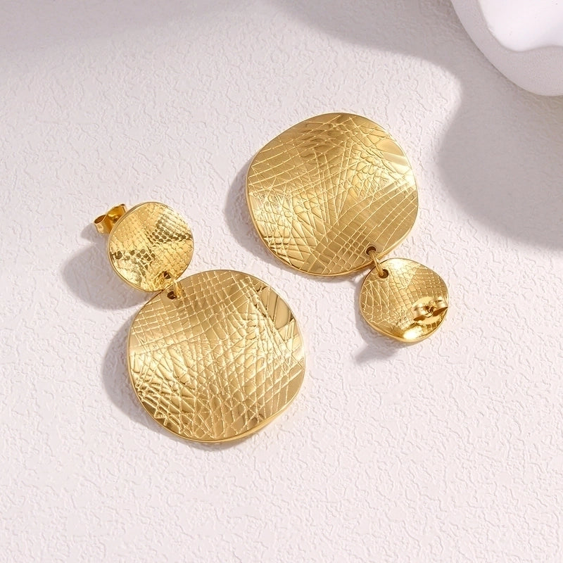 1 Pair Exaggerated Minimalist Commute Geometric Pleated 304 Stainless Steel 18K Gold Plated Gold Plated Drop Earrings