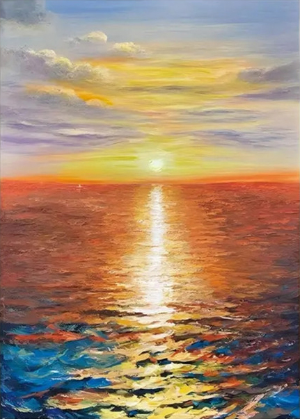 Seaside Sunrise 11CT pre-stamped canvas(52*69cm) silk cross stitch