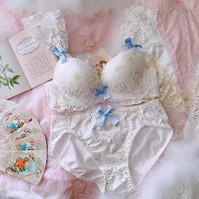 Cute White/Blue Cinnamoroll Lace Bow Underwear Set SP15789