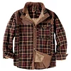 Men's Thicken Plaid Shirt Fleece-Lined Plus Size Windproof Hooded Jacket Coat