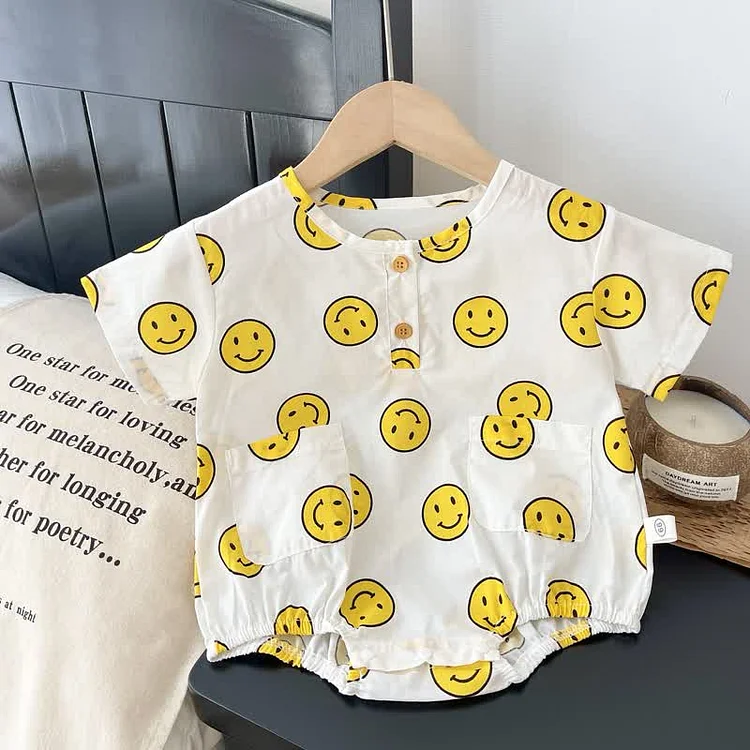 Baby Unisex Smiley Face Loose Bodysuit