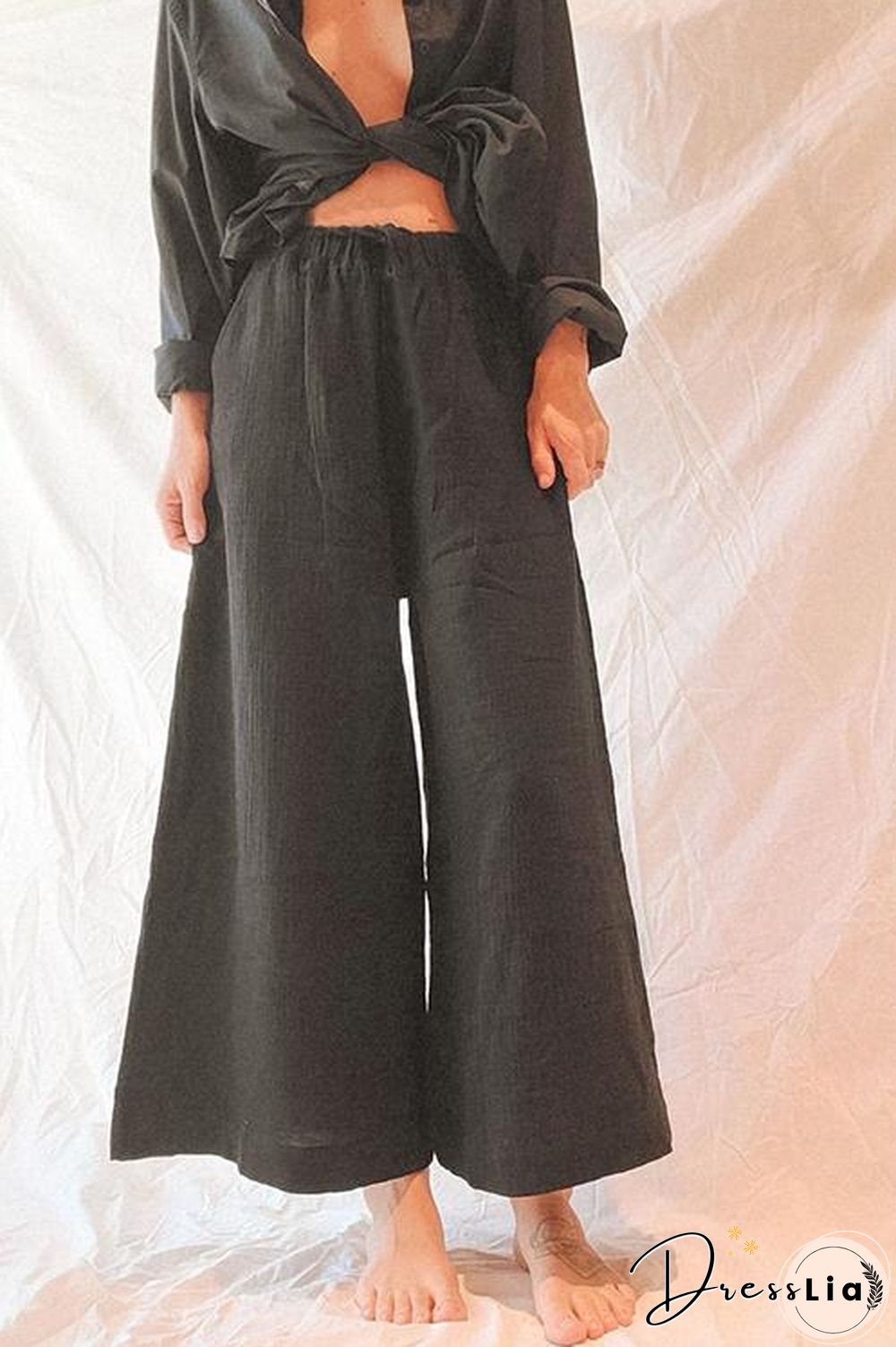 Pockets Linen Loose Pants
