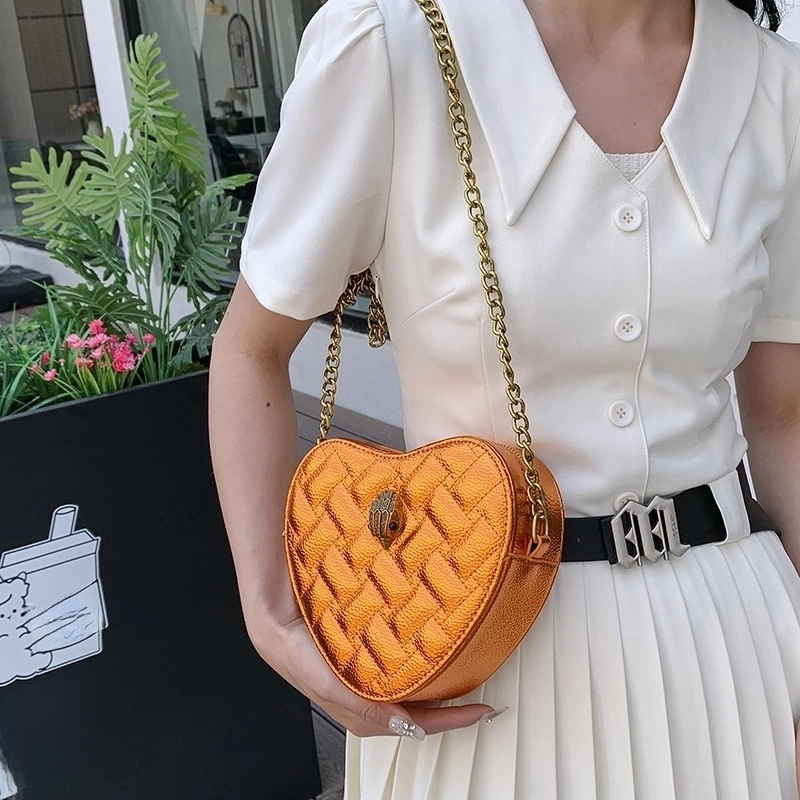 Women’s Small Pu Leather Solid Color Streetwear Heart-shaped Zipper Shoulder Bag Crossbody Bag