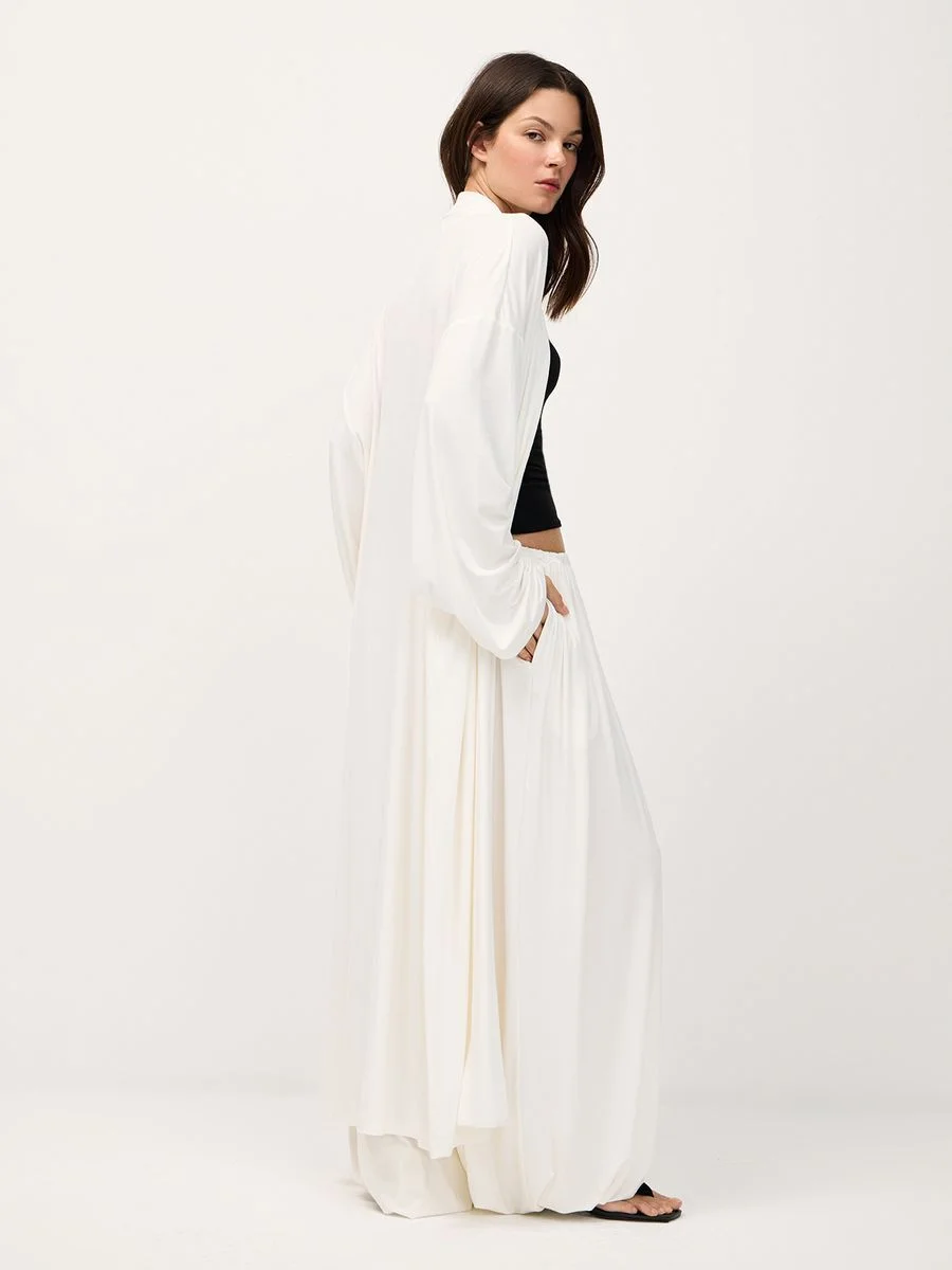 Athvotar Athvotar Lazy Wind Perspective Loose Long Open Shirt Plus Short Skirt Suit Women's Jersey Trousers Two Sets