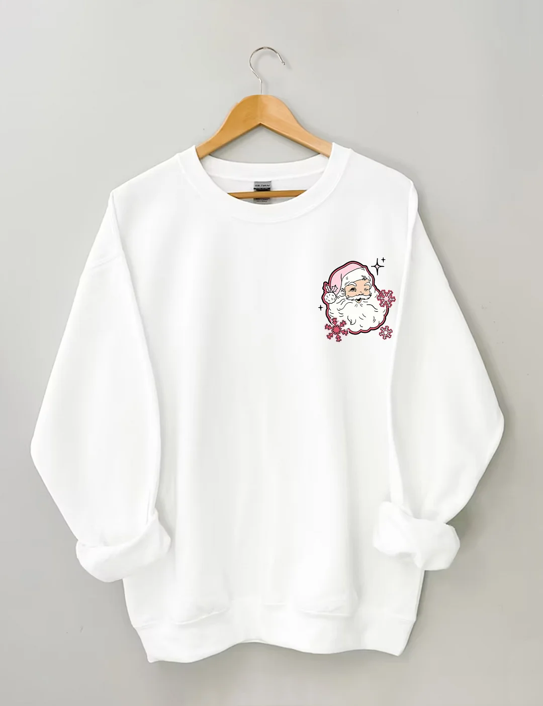 Don't Stop Believin Pink Santa Sweatshirt