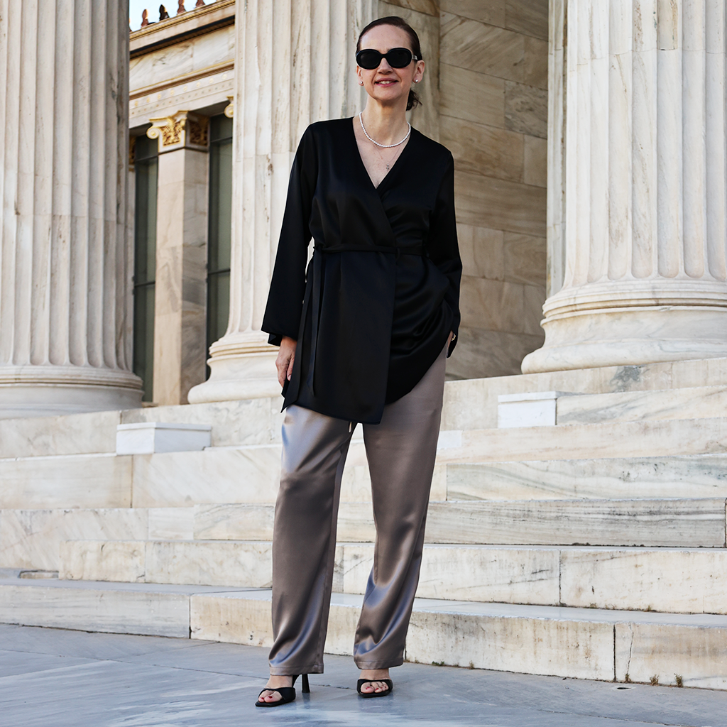 19 MOMME Pantalon en soie à taille élastique avec poches- SOIE PLUS