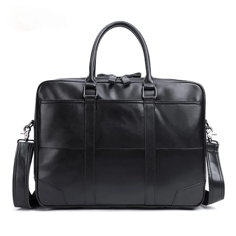 Retro Men's Leather Brifecase 15.6 Laptop Portable Bag