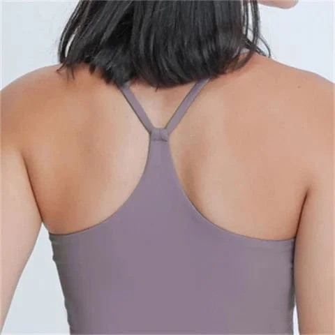 pornhint Pornhint Nepoagym EMOTION Buttery Soft Women Workout Crop Tank Bras with Y Strappy Back Longline Gym Top with Removable Padding