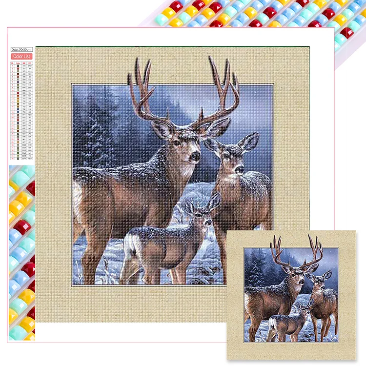 Deer In Snow 50*50CM (Canvas) Full Square Drill Diamond Painting gbfke