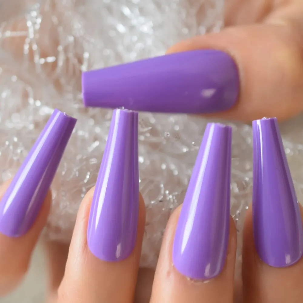 Extreme Long Black Matte Press On Nails Coffin Pure Color Acrylic Salon Nail Art Tips Learner DIY Artificial Manicure Fingernail-Nail Inspo