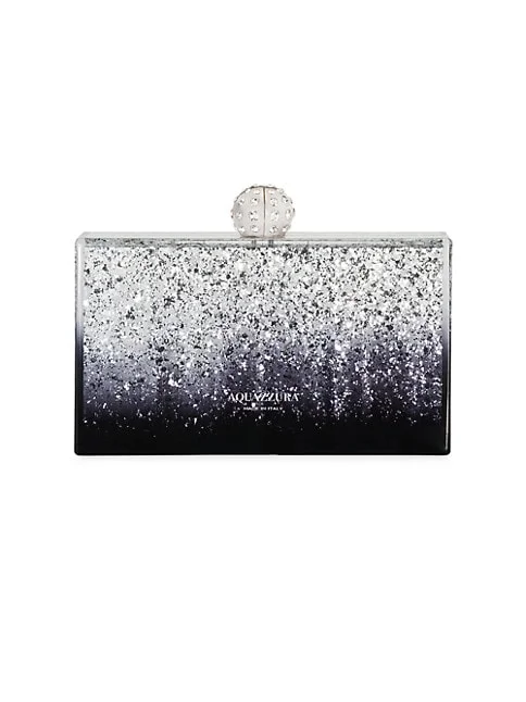 Aquazzura Tequila Crystal-Embellished Glitter Clutch