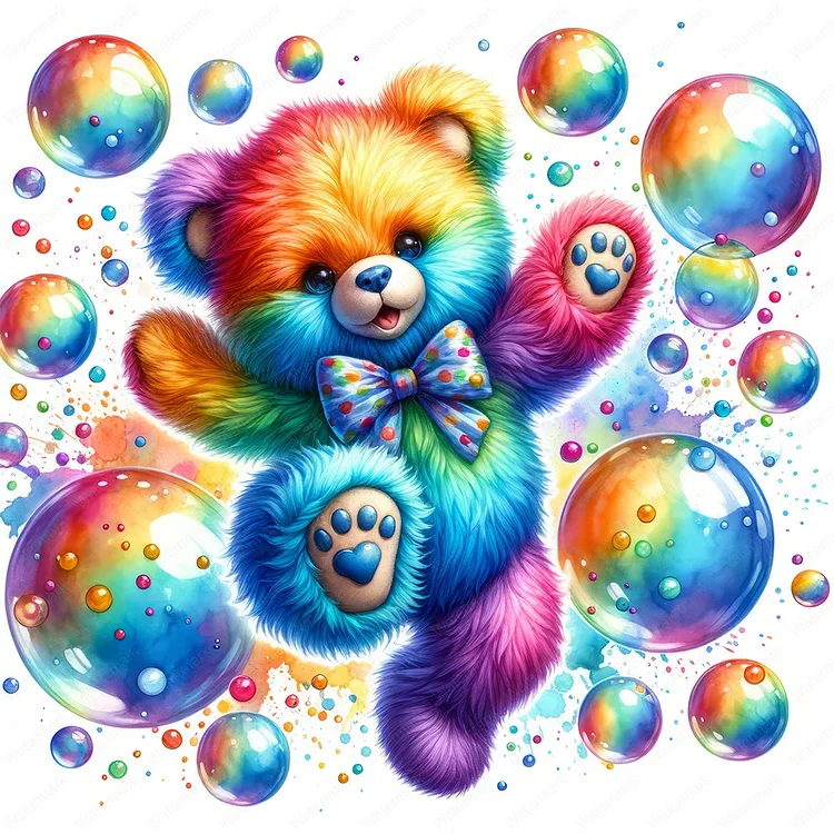 Rainbow Bear 30*30CM (Canvas) Full Round Drill Diamond Painting gbfke