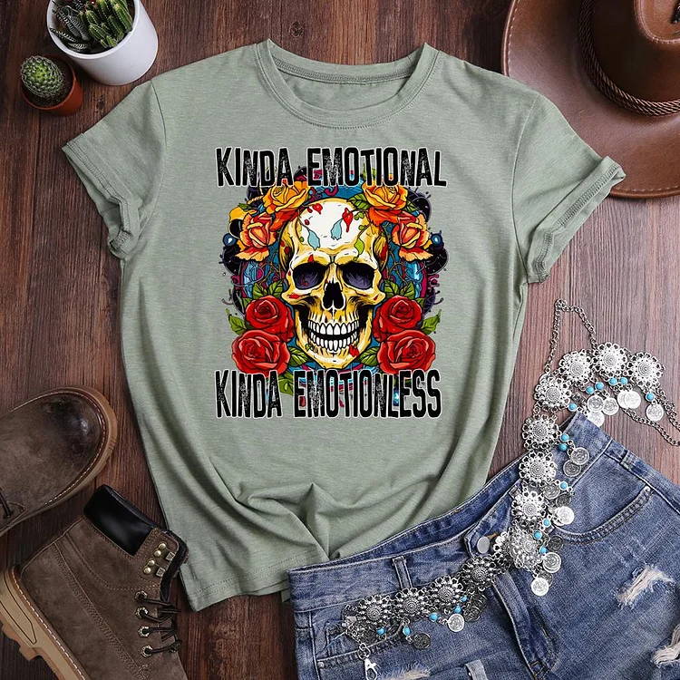 kinda emotional kinda emotionless Round Neck T-shirt-0021001