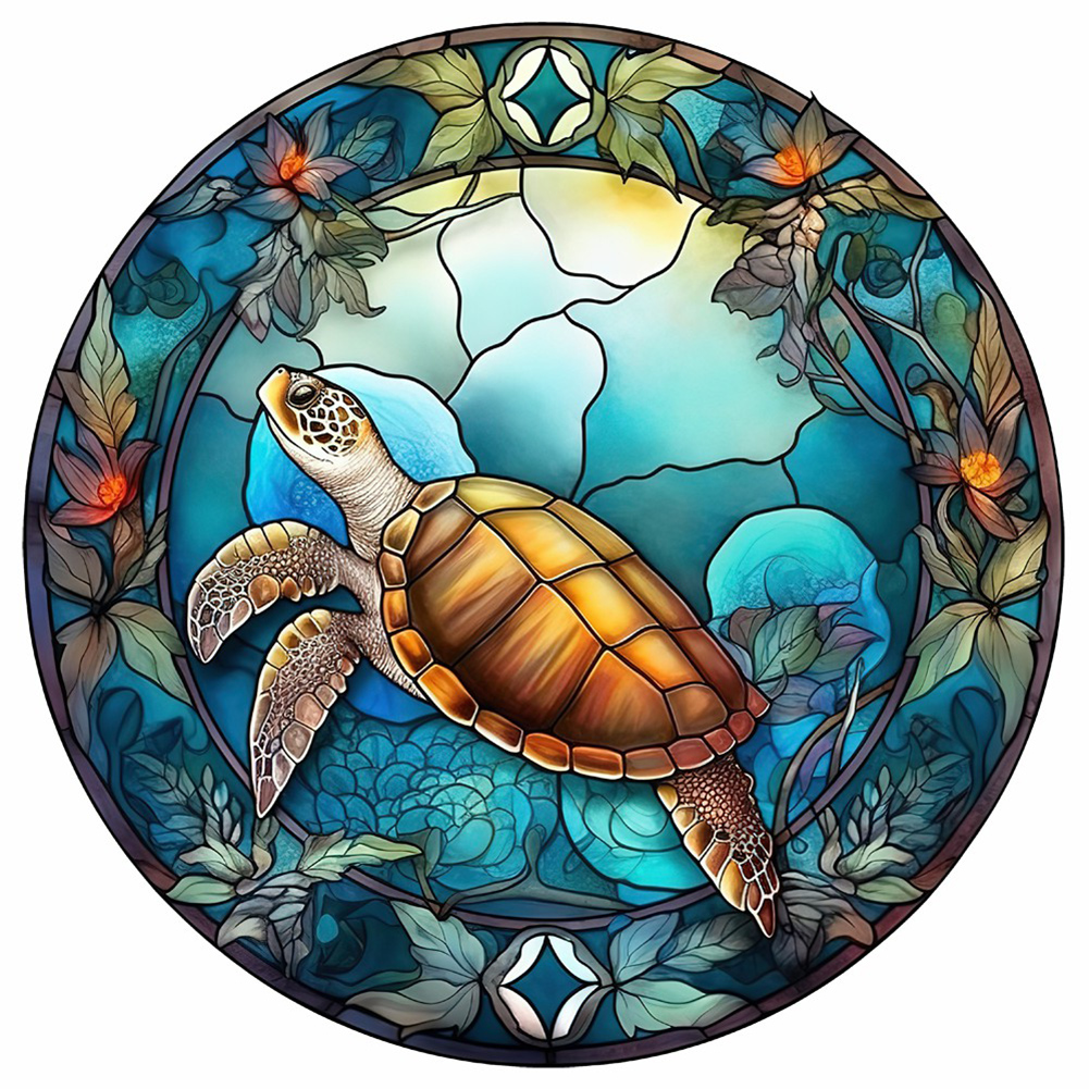Animal Sea Turtle Glass Painting 30*30cm(canvas) full round drill diamond painting