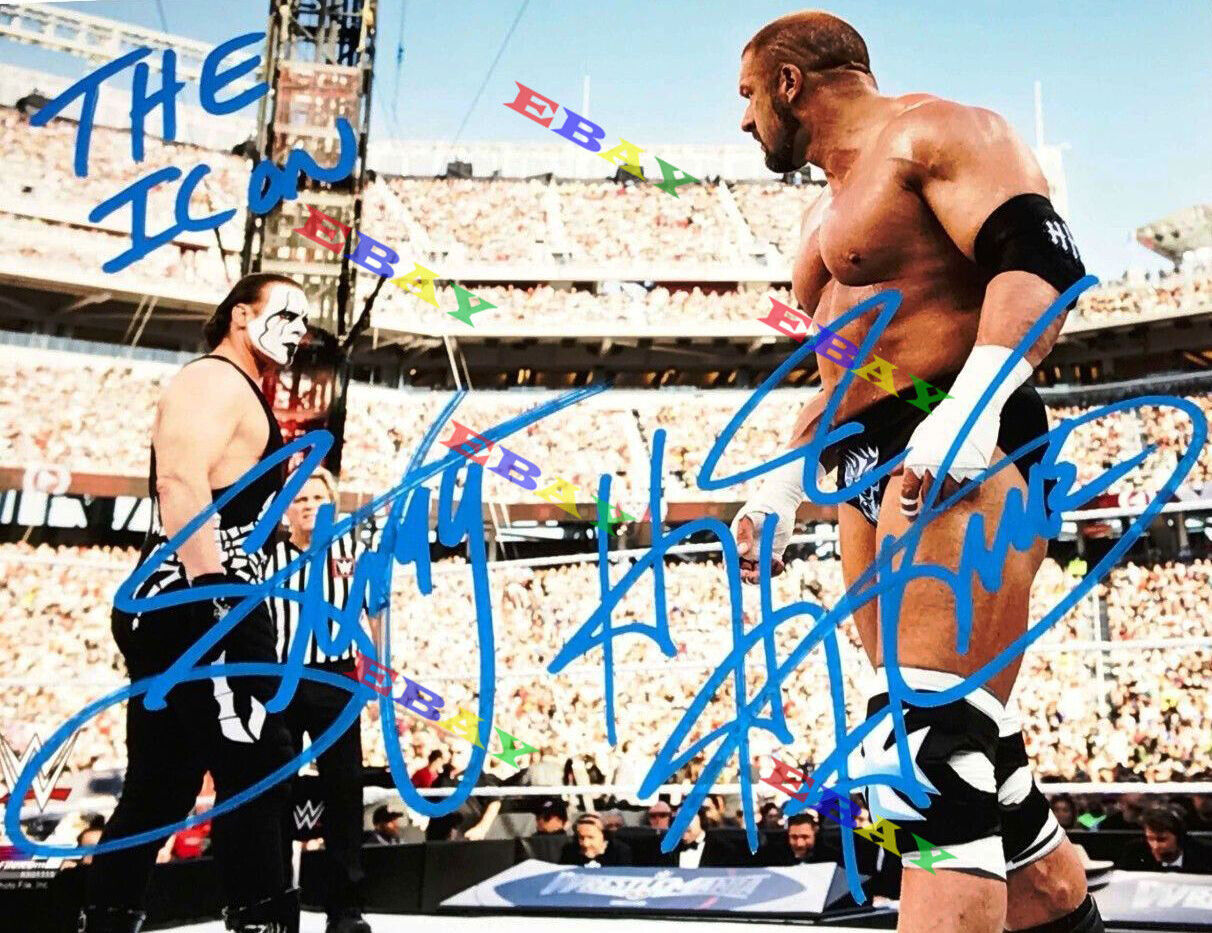 Triple H and Sting WWE Signed Autographed 8x10 Photo Poster painting Reprint