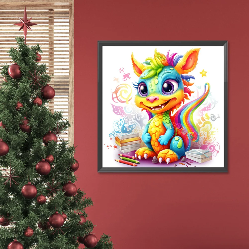 Full Round Diamond Painting 30*30cm - Colorful Little Dinosaur