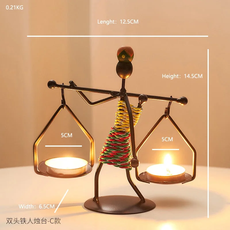 Retro Home Decoration Accessories Creative Candle Holder Iron Kitchen Restaurant Romantic Candlestick Halloween Bar desk decor