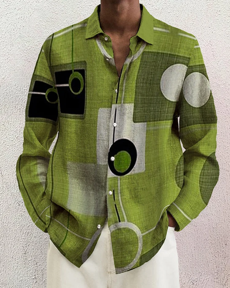 Men's cotton&linen long-sleeved fashion casual shirt  d40a