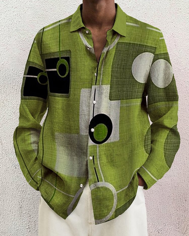 Men's cotton&linen long-sleeved fashion casual shirt  d40a