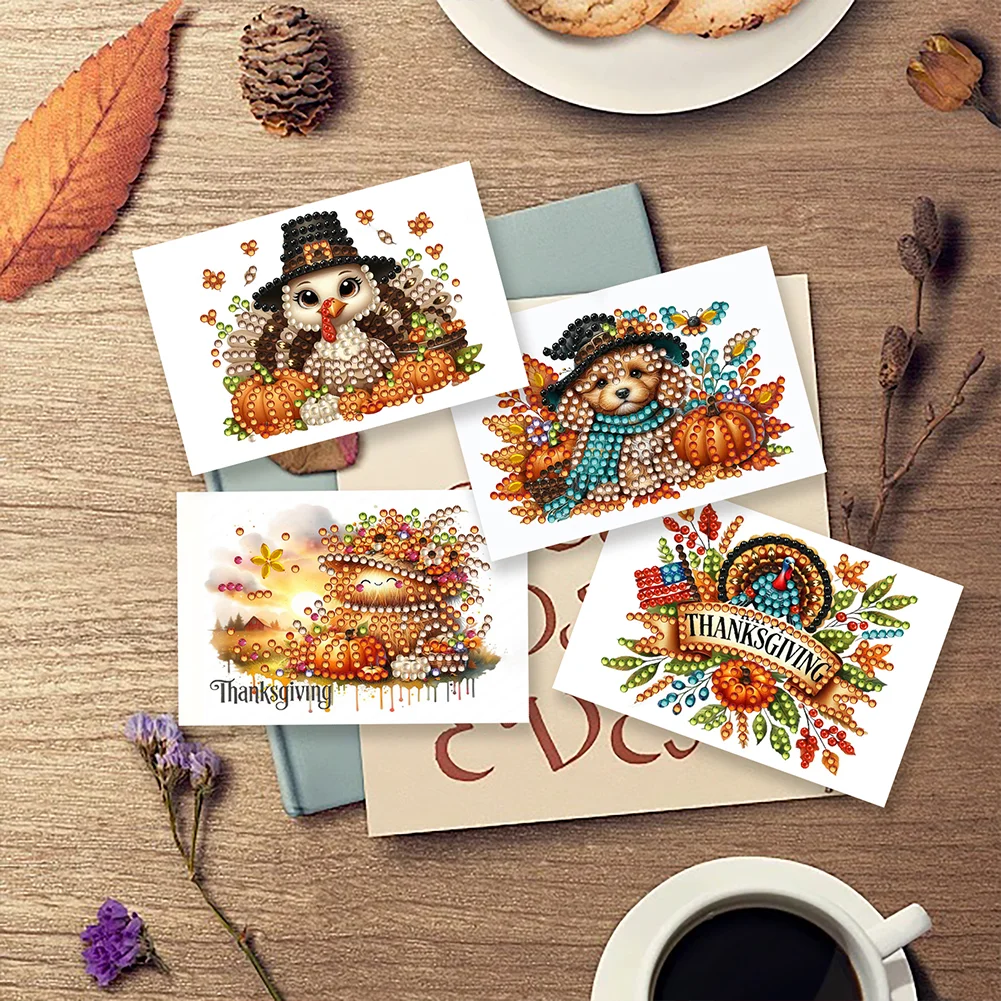 10pcs DIY Diamond Painting Crystal Scratch Card Party Gift Card (Thanksgiving)