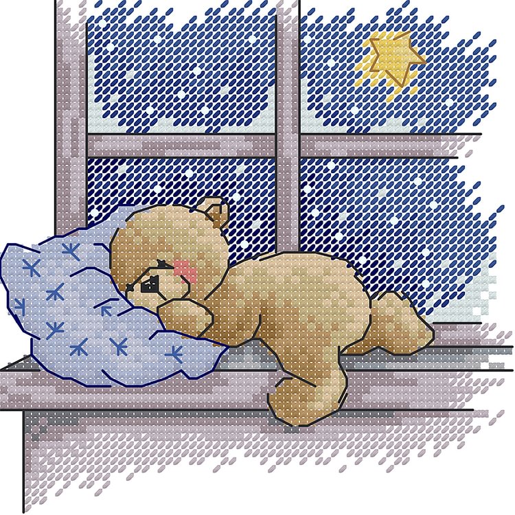 Sleeping Bear 14CT Counted Cross Stitch (17*17CM) fgoby