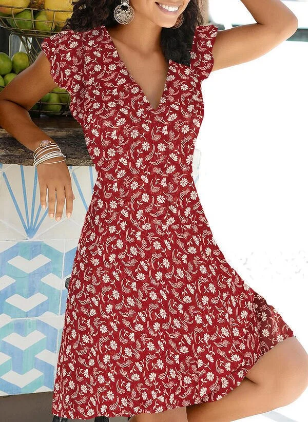 Vintage Summer Women's Dress 2021 Casual Plus Size Elegant Sexy Boho Beach Dot Floral Print Dresses Ladies Sundress Robe Femme