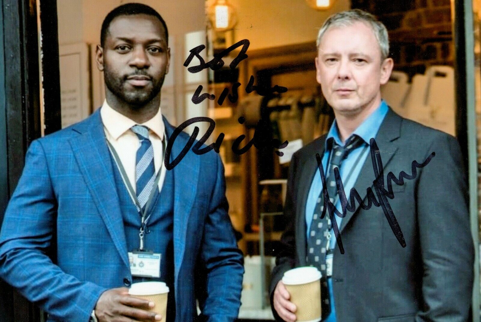 John Simm & Richie Campbell Signed 6x4 Photo Poster painting Grace Autograph Memorabilia + COA