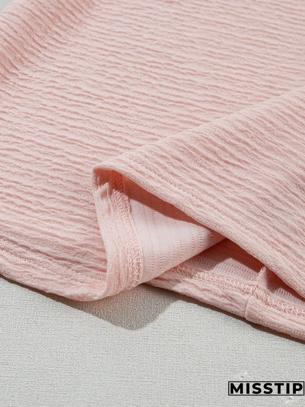 Light Pink Textured Ruffle Sleeve Elegant Blouse