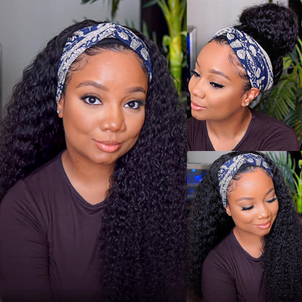 100% Human Hair Wigs Curly Headband Wigs Human Hair Half Wigs