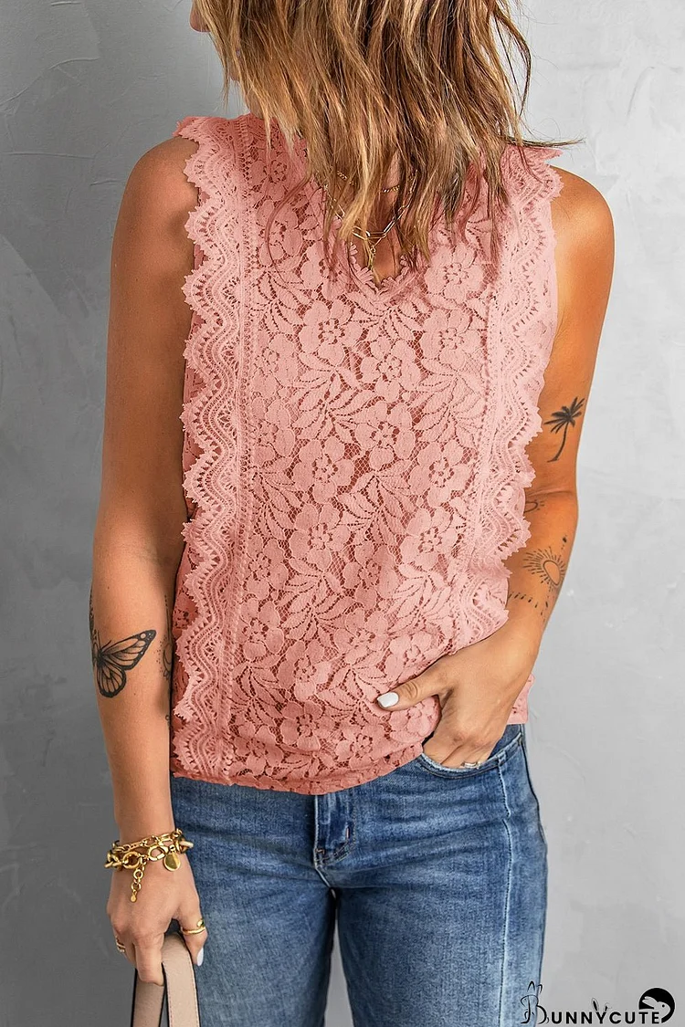 Women's Tank Tops Sleeveless Solid Casual Lace Tank Tops