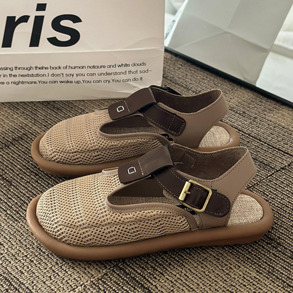 Arkget Shoes | Women's Breathable Linen Comfortable Adjustable Leather Strap Sandals
