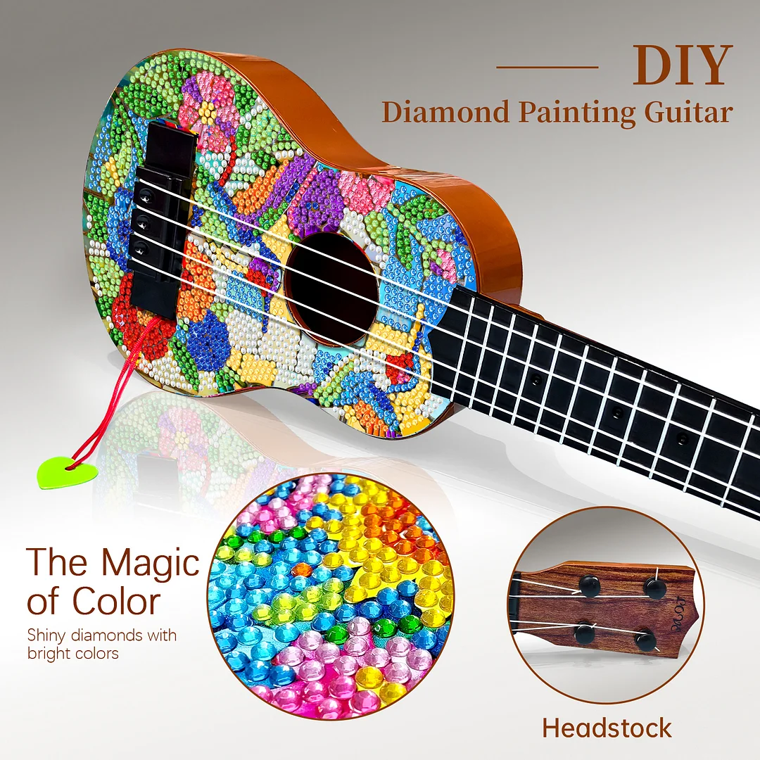 DIY Wooden Guitar Diamond Art Ornament Unique Gifts for Musicians (Hummingbird)
