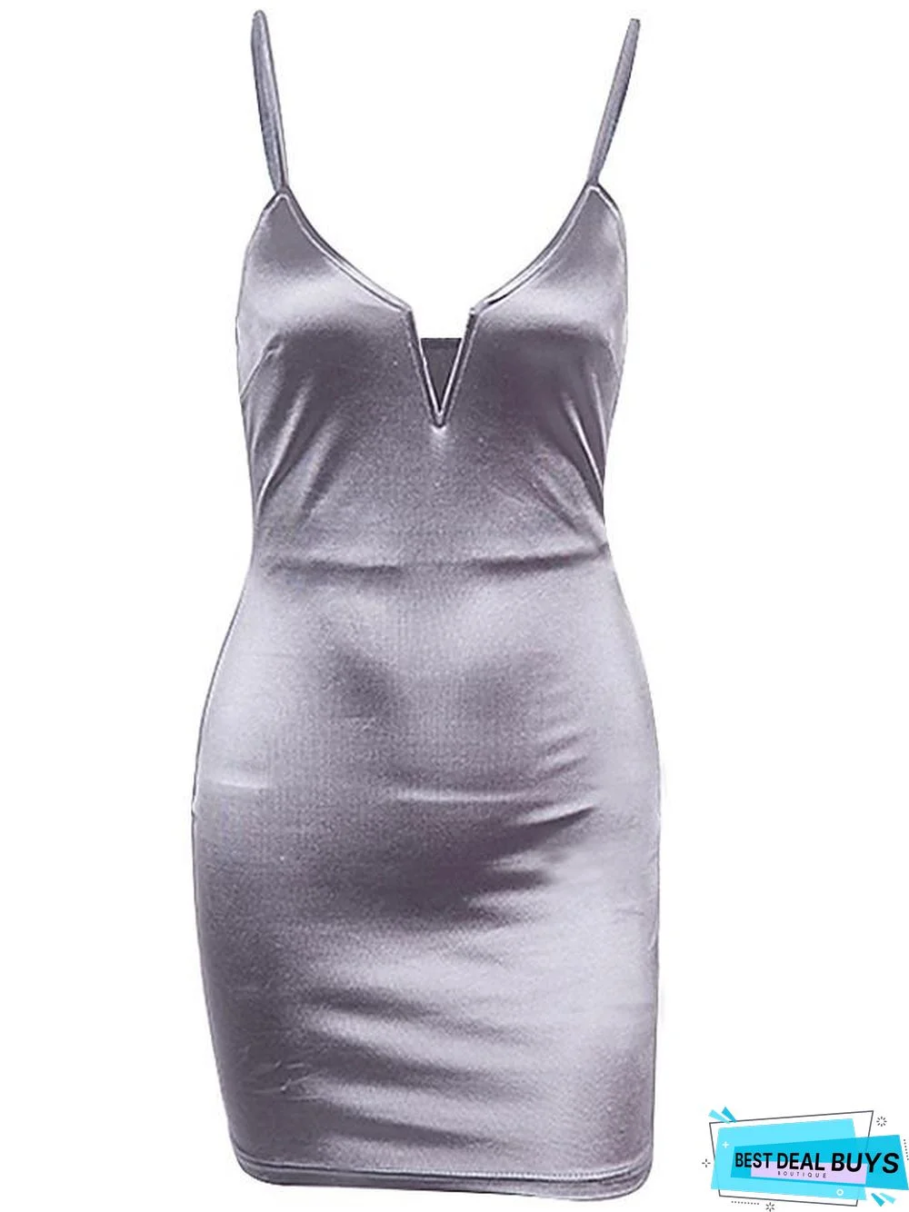 Women's Strap Dress Short Mini Dress Black Red Silver Sleeveless Solid Color Summer V Neck Sexy