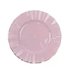 10 Pack | 9" Lavender Lilac Hard Plastic Dinner Plates with Gold Ruffled Rim, Heavy Duty Disposable Dinnerware