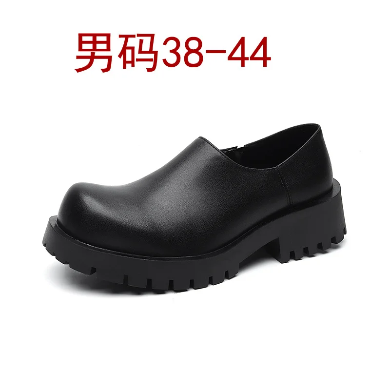 Colourp Colourp Head Derby Shoes One Foot Pedal Low Top Casual Shoes British Wind Thick Platform Black Martin Boots Fashion 3266-R
